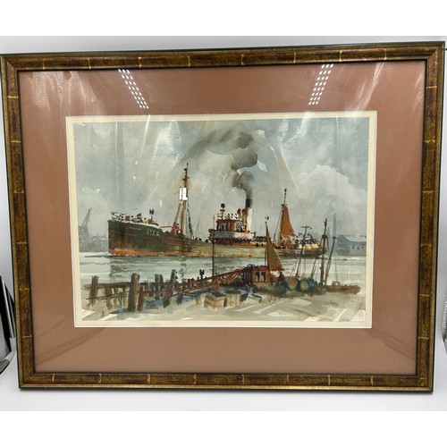 1386 - Harry Hudson Rodmell (1896-1984), a watercolour of a 1920's trawler in need of painting circa 1965. ... 