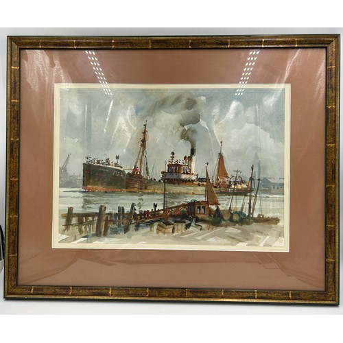 1386 - Harry Hudson Rodmell (1896-1984), a watercolour of a 1920's trawler in need of painting circa 1965. ... 