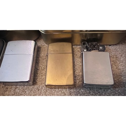 1322 - A large collection of mostly boxed Zippo lighters to include Harley Davidson, Bunny, older brass lig... 