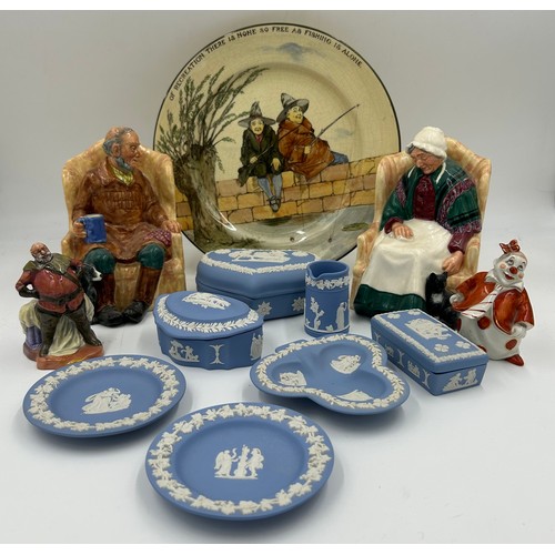 135 - Various ceramics: Royal Doulton figurines,  Uncle Ned HN 2094, Forty Winks HN 1974, Falstaff HN 3236... 