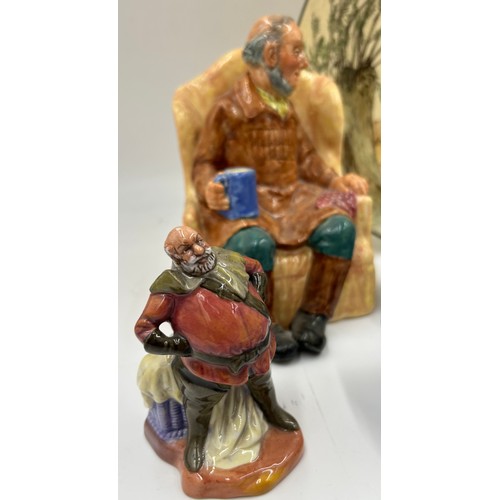 135 - Various ceramics: Royal Doulton figurines,  Uncle Ned HN 2094, Forty Winks HN 1974, Falstaff HN 3236... 