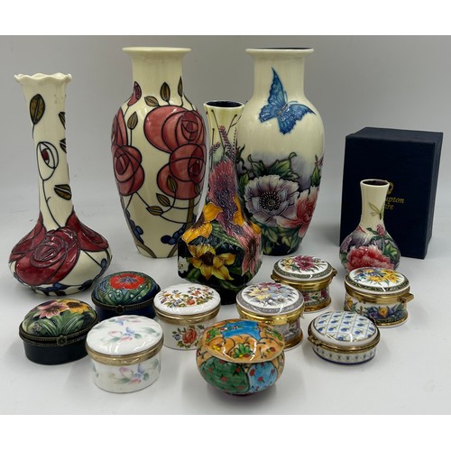 136 - Collection of Old Tupton Ware ceramics, to include five vases, tallest 23cm h, smallest 10cm (boxed)... 