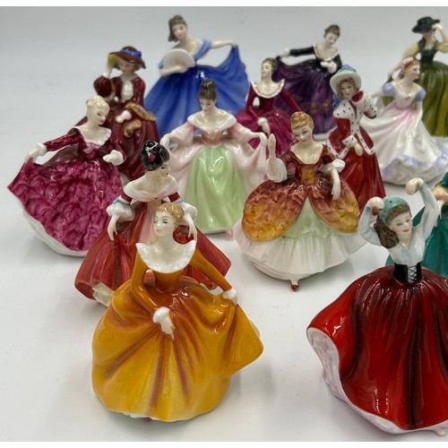 127 - A collection of 22 miniature Royal Doulton figurines, Rebecca HN 3414, Top of the Hill HN 3499, Kirs... 