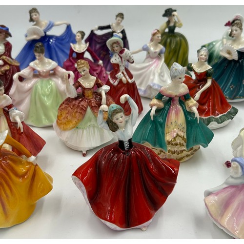 127 - A collection of 22 miniature Royal Doulton figurines, Rebecca HN 3414, Top of the Hill HN 3499, Kirs... 