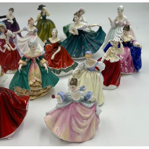 127 - A collection of 22 miniature Royal Doulton figurines, Rebecca HN 3414, Top of the Hill HN 3499, Kirs... 