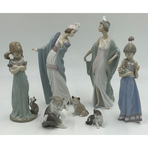 130 - Four LLadro figurines to include: Sophisticate no 5787, Flirt no 5789, both approx. 27cm tall, Don't... 