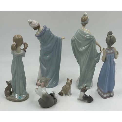 130 - Four LLadro figurines to include: Sophisticate no 5787, Flirt no 5789, both approx. 27cm tall, Don't... 