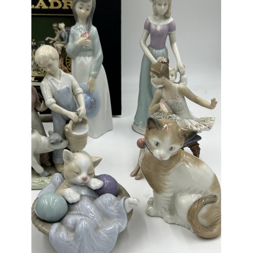 131 - A quantity of Lladro and Nao figurines to include LLadro Hawaiian girl Aloha No.5496,  Recital Balle... 