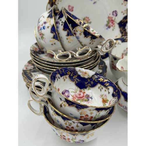 125 - English Diamond China porcelain part tea service decorated with hand painted sprays of flowers with ... 