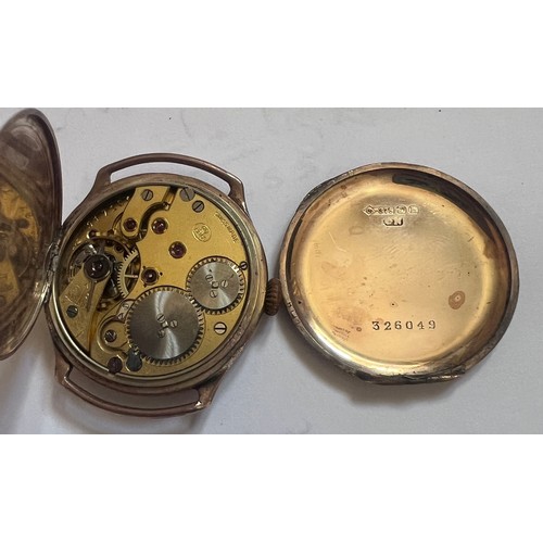 800 - A 9ct gold cased watch. Marked S & Co. 

Winds and goes. Lacking second hand. Missing crystal.