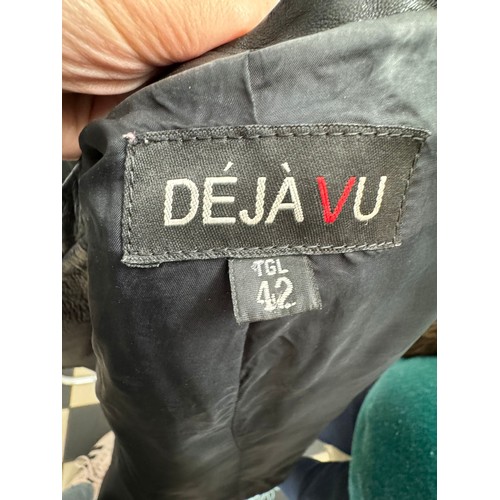 702 - A real black leather jacket by Deja - Vu along with a genuine black leather Gucci Marmont bag. Jacke... 