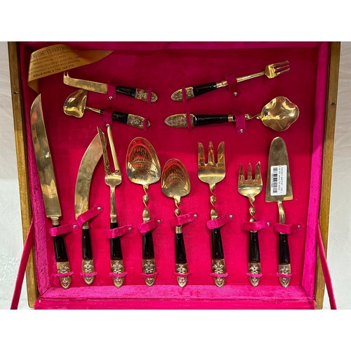 1336 - A 1963 Siamese cutlery canteen containing 144 pieces (12 place setting), gilt coloured bronze marked... 