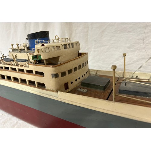 1342 - A 20thC scratch built model of the frigate 'Taranaki', with a stand. 93cm l x 15cm w.