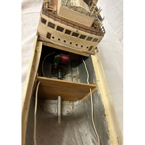 1342 - A 20thC scratch built model of the frigate 'Taranaki', with a stand. 93cm l x 15cm w.