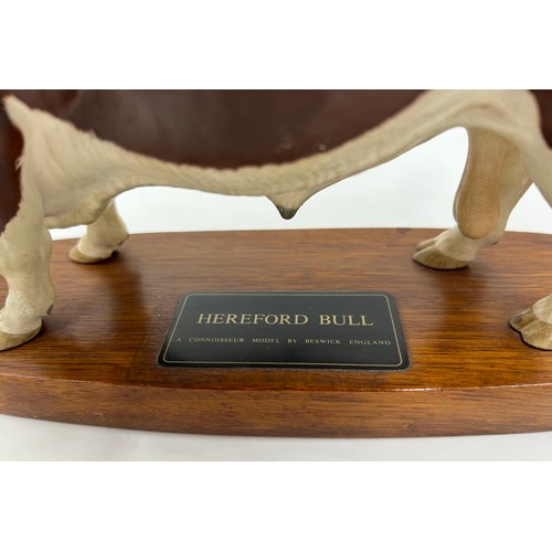 99 - A Beswick Hereford Bull, Connoisseur model on mount. Ht 18cm, mount 30cm l.