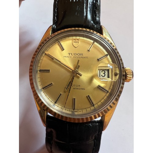 795 - A Tudor Prince Oysterdate rotor self-winding bi-metal date wristwatch with 14k bezel. Rolex crown an... 