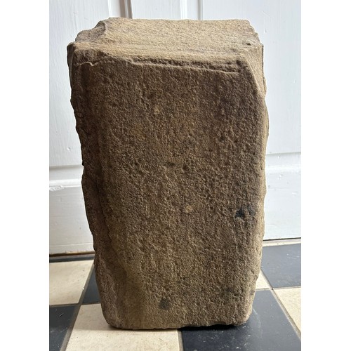 81 - A piece of stone with sign depicting ' Beverley 5 miles'.
39cm h x 21cm w x 16cm d.