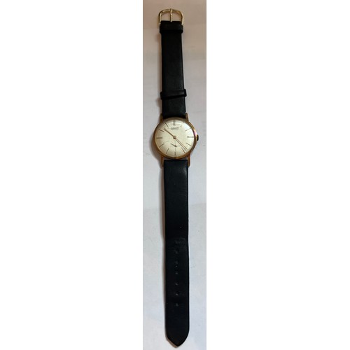 790 - A Gruen Precision wristwatch with subsidiary seconds dial on black leather strap.

Good working orde... 