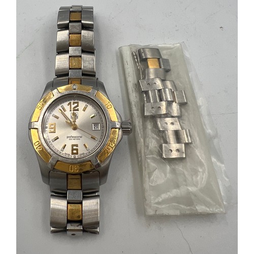 781 - A Tag Heuer Professional wristwatch with 18 carat gold and stainless steel bracelet. With spare link... 