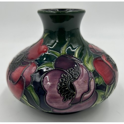 102 - A Moorcroft Pottery squat vase  decorated in the 'Anemone Tribute' pattern after Emma Bossons, dated... 