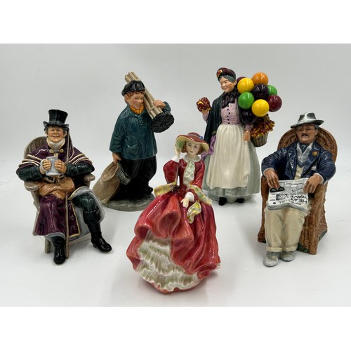 104 - A Collection of 5 Royal Doulton figurines to include 'The Coachman' HN 2282, 'Taking Things Easy' HN... 