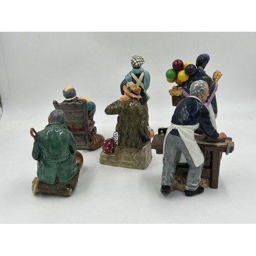 105 - A collection of 6 Royal Doulton figurines to include 'The Carpenter' HN 2678, 'The Toymaster' HN 225... 