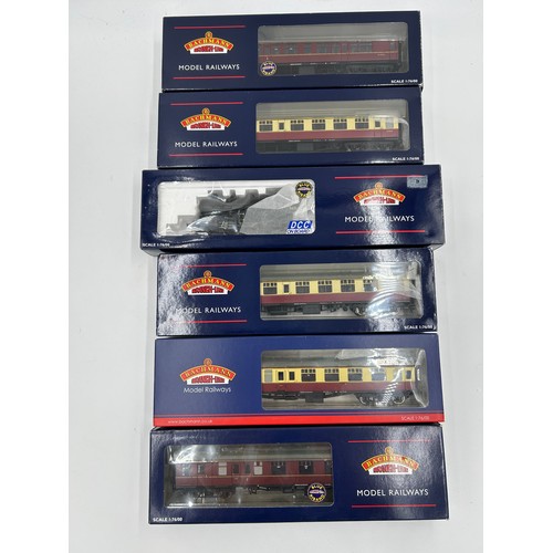 1209 - Six boxed Bachmann rolling stock carriages and a Locomotive OO gauge to include 39-077D BR mk1 bsk b... 