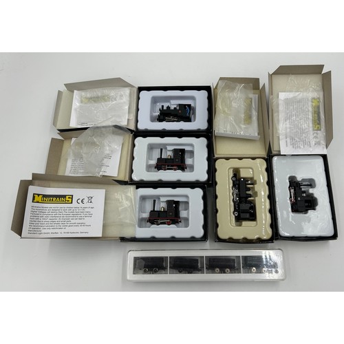 1220 - Minitrains to include 5 x Locomotives - 1074 baldwin 2-6-2 black full cab, 1083 decauville progres b... 