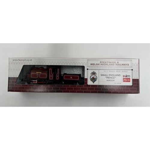 1224 - A boxed Peco /Kato 009, 51-251b locomotive Small England 'Prince' maroon.