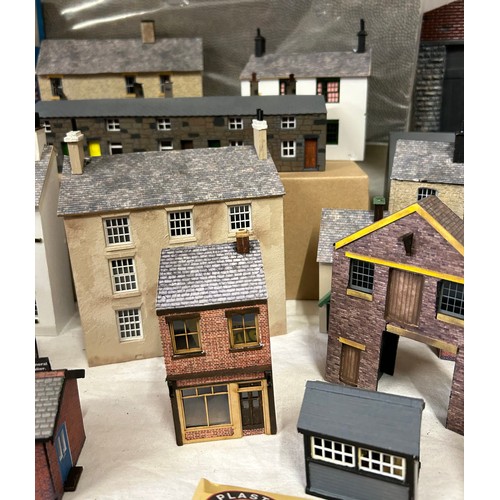 1234 - A collection of scratch built buildings for a model railway together with other building accessories... 