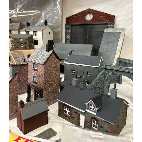 1234 - A collection of scratch built buildings for a model railway together with other building accessories... 