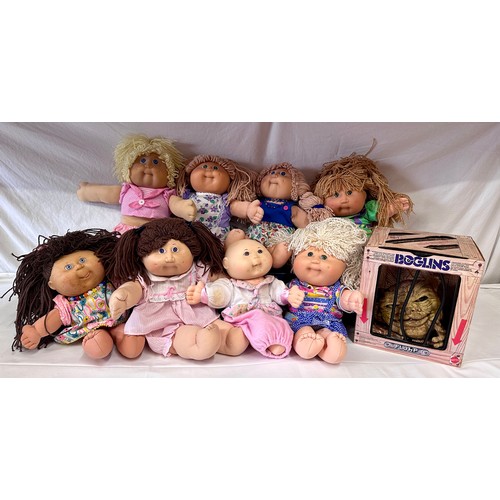 1205 - A collection of eight Cabbage Patch dolls together with a Mattel Boglins Flurp in original box.