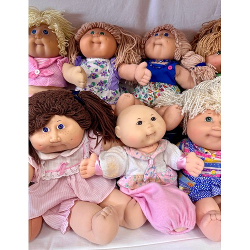 1205 - A collection of eight Cabbage Patch dolls together with a Mattel Boglins Flurp in original box.