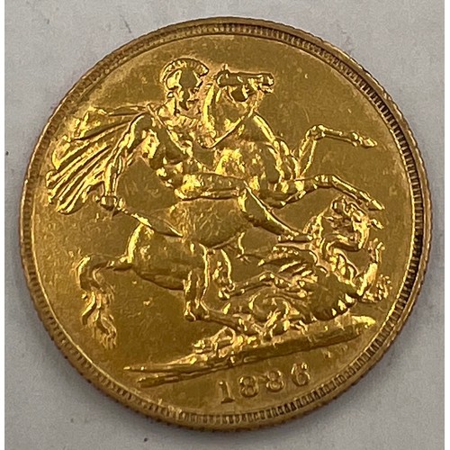 835 - A full Victorian gold sovereign 1886.