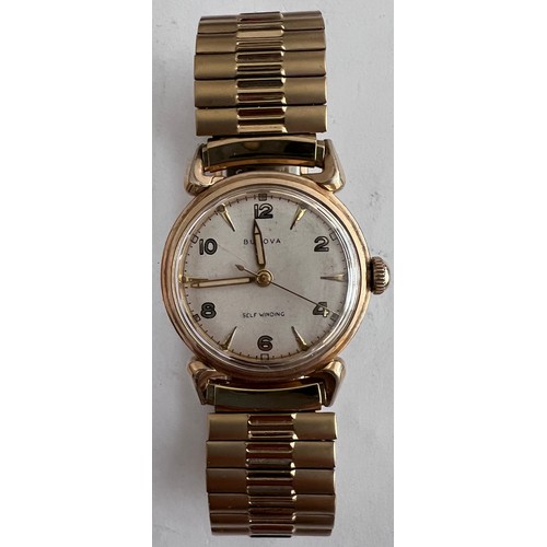 764 - A gentleman's Bulova vintage Self Winding gold plated wristwatch on expanding bracelet. 

Good worki... 