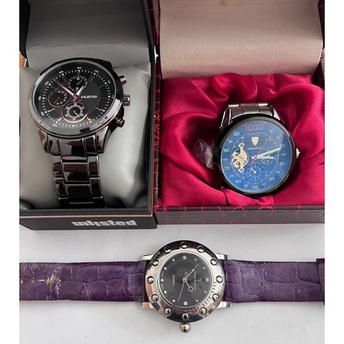 777 - Three wristwatches to include a boxed Unlisted, a Tevise 1000 chronograph in red crocodile style box... 