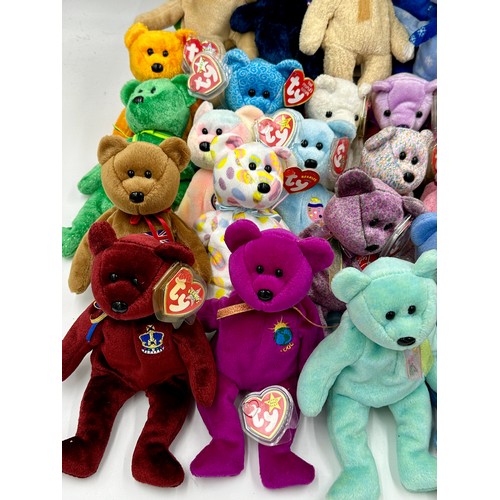 1198 - A collection of Beanie Babies all with original labels to include Jack, Clover, Teddy, England x2, S... 