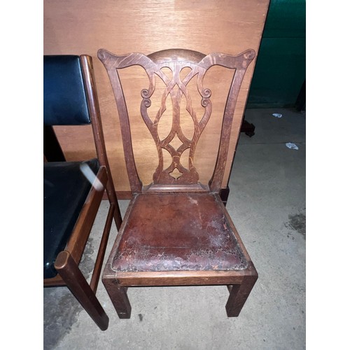 11 - Two mid 20th century chairs together with a 19thC oak nursing chair. Height to seat 30cm.