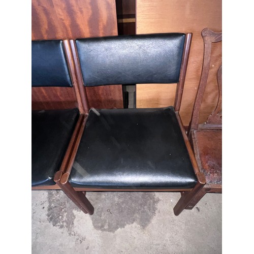 11 - Two mid 20th century chairs together with a 19thC oak nursing chair. Height to seat 30cm.