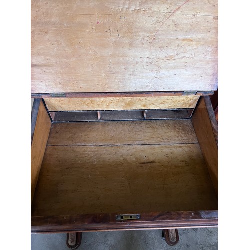 13 - A 19thC walnut Davenport desk with bird’s eye maple interior. 81cm h x 53cm w x 54cm d.