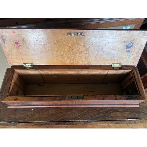 13 - A 19thC walnut Davenport desk with bird’s eye maple interior. 81cm h x 53cm w x 54cm d.