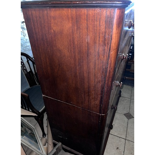 10 - A 19thC mahogany chest of two short over four long drawers. 128cm w x 59cm d x 150cm h.