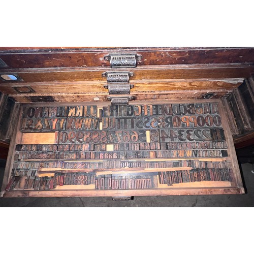 2 - An oak printers chest with 20 drawers and multiple printing blocks. Labelled T.C Thompson & Son Ltd.... 