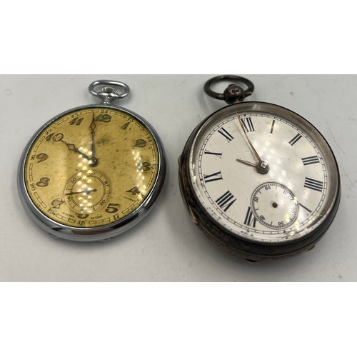 755 - Two pocket watches to include hallmarked silver with subsidiary seconds dial. Weight of silver watch... 