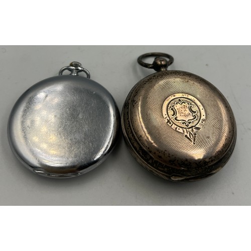 755 - Two pocket watches to include hallmarked silver with subsidiary seconds dial. Weight of silver watch... 