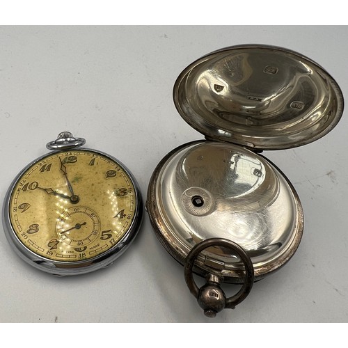 755 - Two pocket watches to include hallmarked silver with subsidiary seconds dial. Weight of silver watch... 