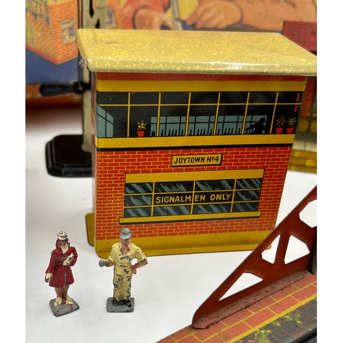 1107 - Chad Valley Clockwork Train Set and Lines together with a Mettoy Tin Plate Railway Accessory Set con... 