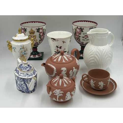 93 - A collection of ceramics to include Two Wemyss Royal Doulton Goblets to commemorate The Queen Mother... 