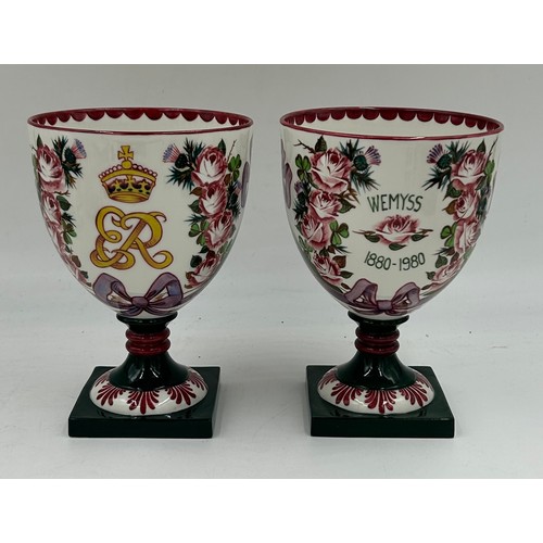 93 - A collection of ceramics to include Two Wemyss Royal Doulton Goblets to commemorate The Queen Mother... 