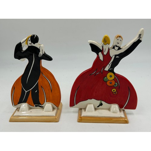 85 - A pair of Wedgwood Age of Jazz dancers  Bizarre by Clarice Cliff. Both dated 2000. Tango dancer 15cm... 